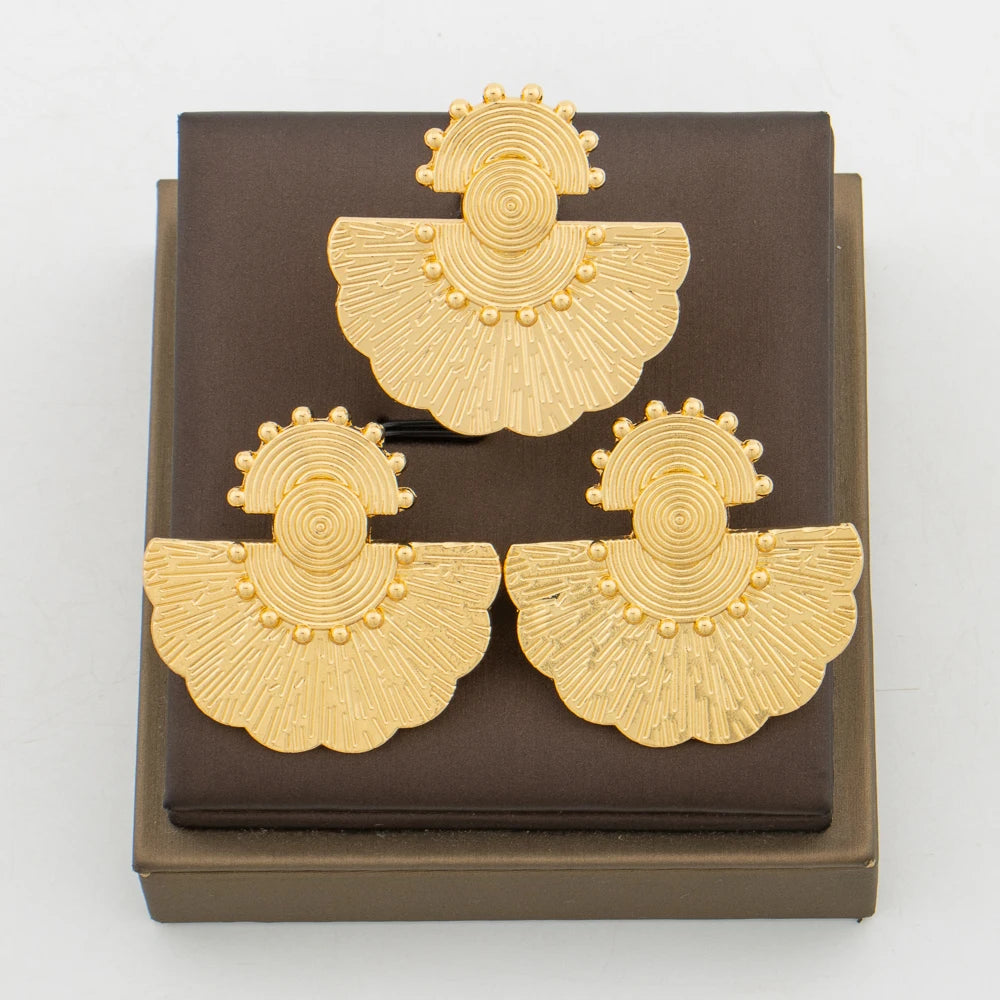 Statement Earrings and Ring  Jewelry Set for Women 18k Gold Plated Stud Earrings and Finger Ring Weddings Bridal Jewelry Set