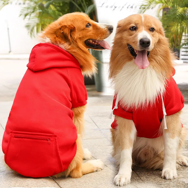 Pet Hoodies for Large Dogs Spring and Autumn Fleece Golden Retriever dog hoodie Sweatshirt with Hat and Zip Pocket  Pet Clothing