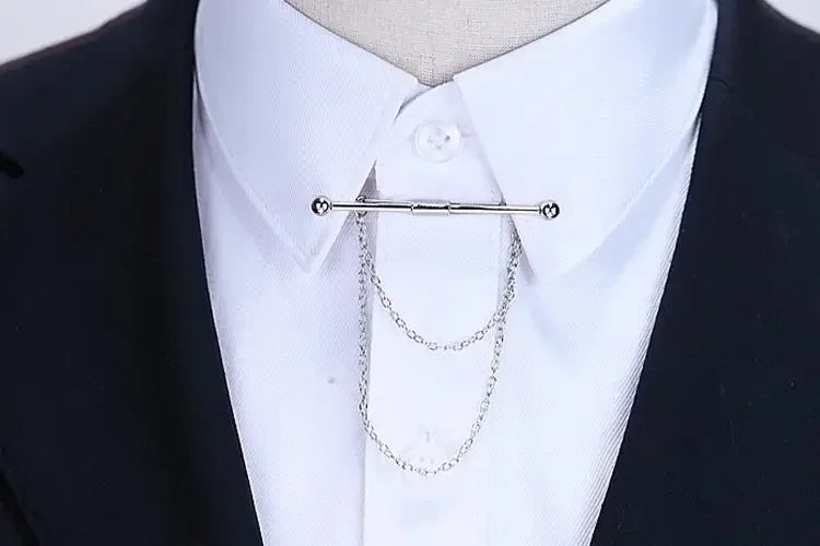 Hot Sale Brooches Broches High-end Fashion Personality Brooch Tassel Chain Clip Collar Shirt Buttoned Pin Male Accessories