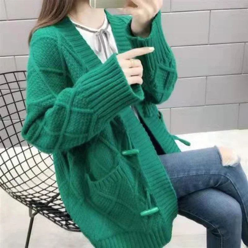 Women's Sweater Long Knit Tops For Woman Yellow Cardigan Autumn Winter 2024 New In Korean Luxury Cheap And High Quality Offers