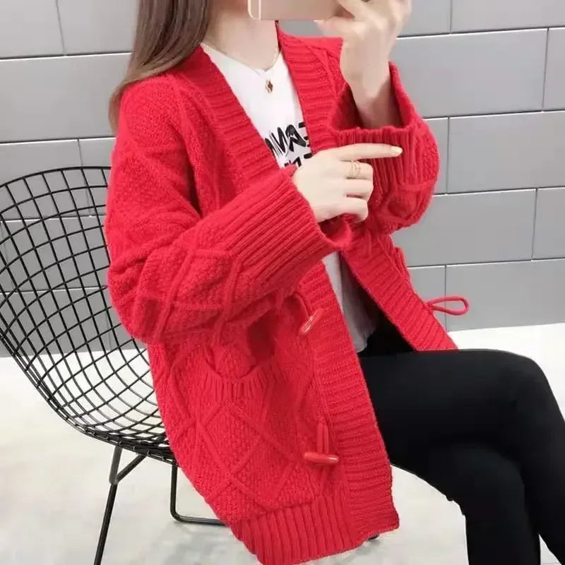 Women's Sweater Long Knit Tops For Woman Yellow Cardigan Autumn Winter 2024 New In Korean Luxury Cheap And High Quality Offers
