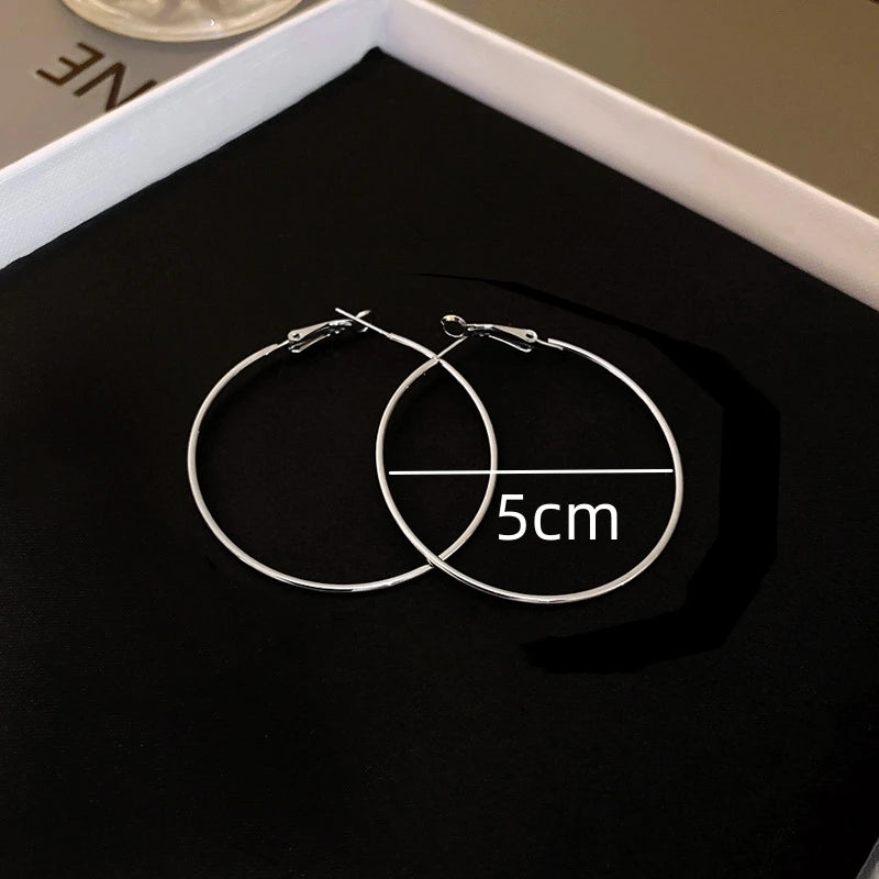 4CM 5CM 6CM Big Hoop Earring for Women Hiphop Rock Temperament Simple Circle Round Ear Jewelry Brincos Ornamentos Orejeras