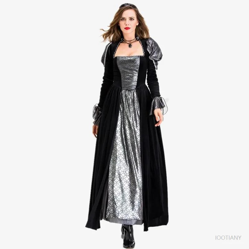 Halloween Day of the Dead Sexy European Medieval Retro Court Gothic Poison Queen Evil Vampire Costume Carnival Party Devil Witch
