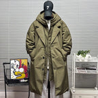 Men's Coat  Hooded New Two Pieces Korean Style Windbreaker spring  autumn Mid-Length