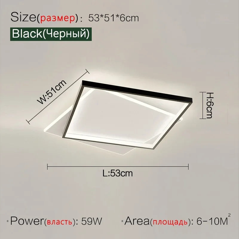 Bedroom Light Modern Minimalist Art Designer Suction Top High-end European Light Luxury Creative Ultra-thin Square Room Light
