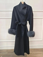 Wool Coat Women 2025 New Autumn Winter Real Fox Fur Jacket Female Natural Fur Long Woolen Coat Warm Real Fur Cashmere  Clothing