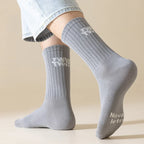 Men Socks Cotton Mid Calf Socks for Men Sports Letter Print Stockings Breathable Comfortable Stockings All Match Socks for Men