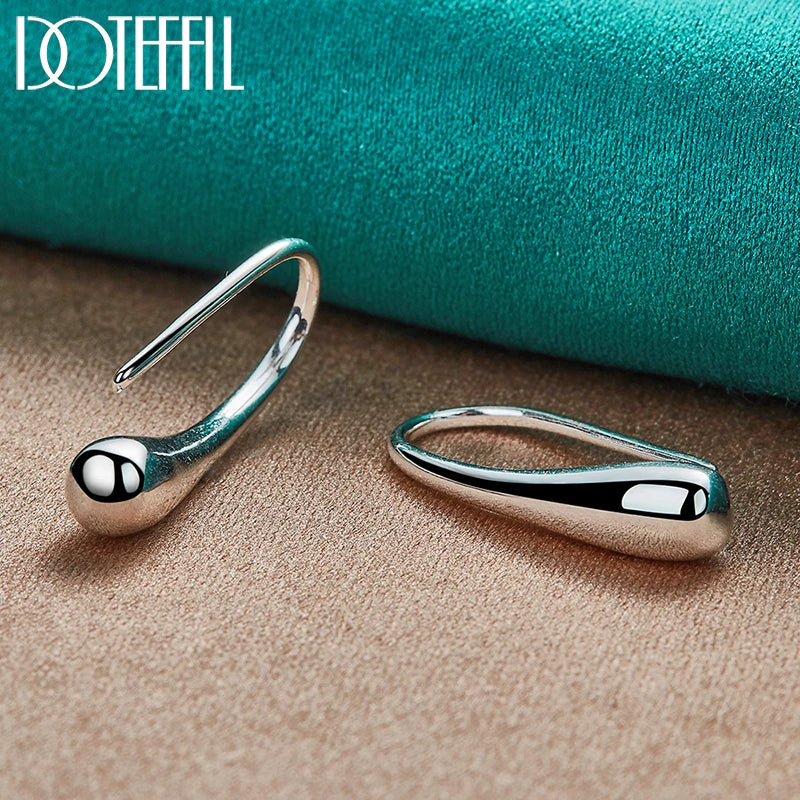 DOTEFFIL 925 Sterling Silver Water Droplets/Raindrops Stud Earrings For Woman Wedding Engagement Fashion Party Charm Jewelry