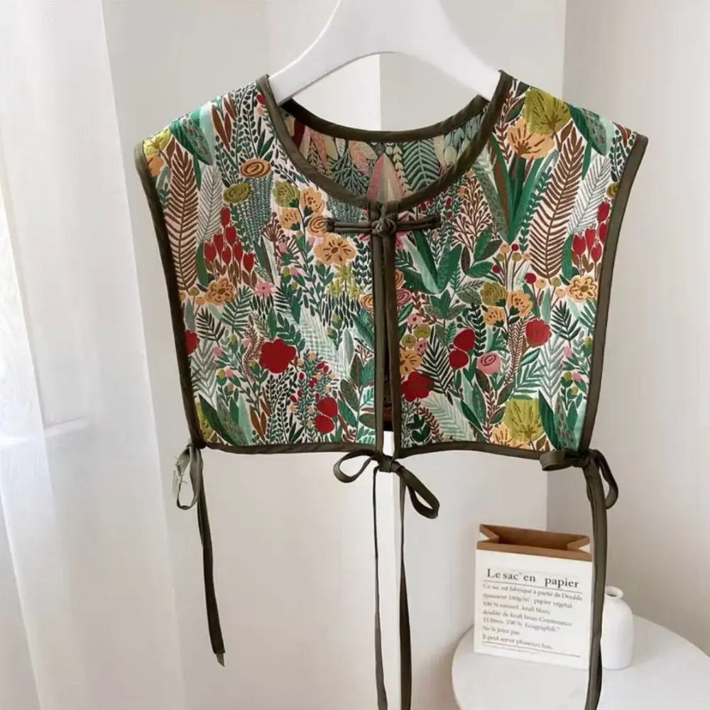 Fashion Embroidery Shoulder Wraps Flower Vintage Shawl Detachable Coat Cover Decorating for Women