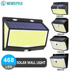 Outdoor Solar Light 468/208/138 LED Outdoor Solar Light LED Solar Security Lights Garden Waterproof 3 Modes Wall Lamp Fence Yard