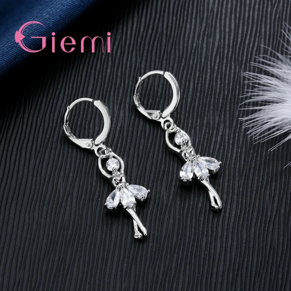 Beautful Elegant Women Jewelry Sets Pure 925 Sterling Silver Accessories For Women Romantic Gifts Pendant Necklace Hoop Earring