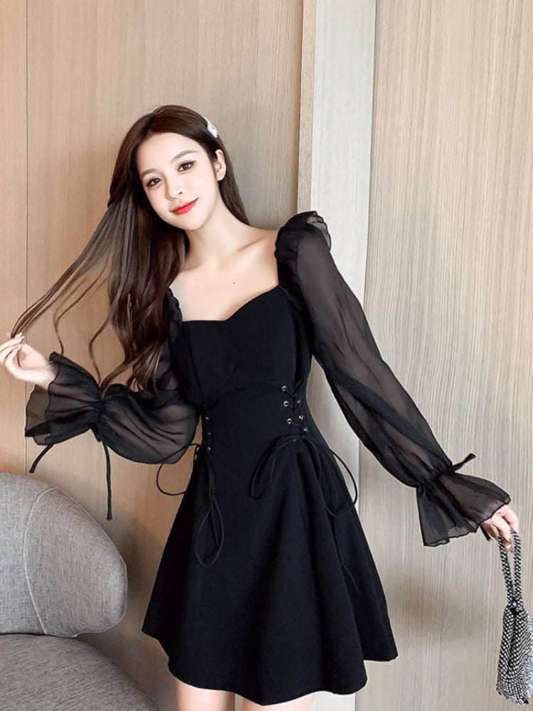 Female Dresses  women's dresses Coquette Women's DressSilk Satin Chiffon Sexy Black Holiday New Features Korean Style Clothing Cheap Casual X In