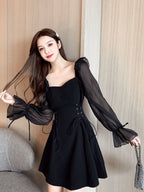 Female Dresses  women's dresses Coquette Women's DressSilk Satin Chiffon Sexy Black Holiday New Features Korean Style Clothing Cheap Casual X In