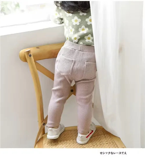 Children's Pants For Girls Boys Solid Big PP Kids Pants Spring Autumn Baby Toddler Long Trousers Casual Kid Trouser 1-6Years Old