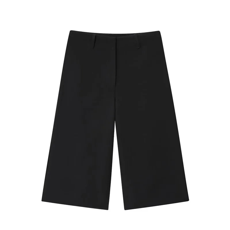 Women's Shorts New Summer 2025 Black Cropped Simple Shorts Casual and Fashionable Capable Commuter Personality Versatile