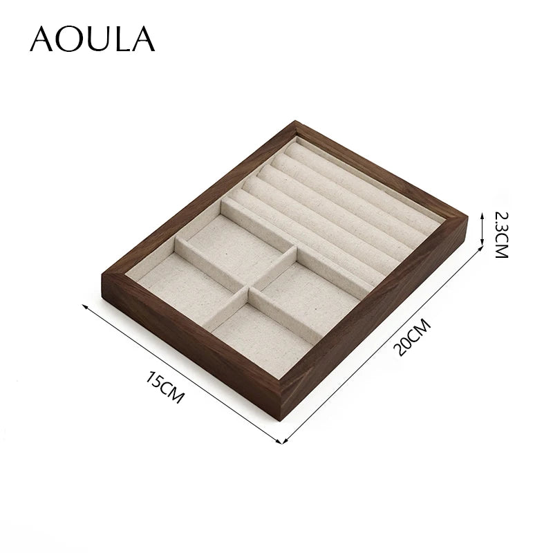 Stackable Ring Earring Jewelry Storage Multi Use Tray Bracelet Necklace Display Stand Holder Wooden Counter Top Drawer Organizer