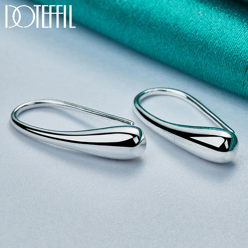 DOTEFFIL 925 Sterling Silver Water Droplets/Raindrops Stud Earrings For Woman Wedding Engagement Fashion Party Charm Jewelry
