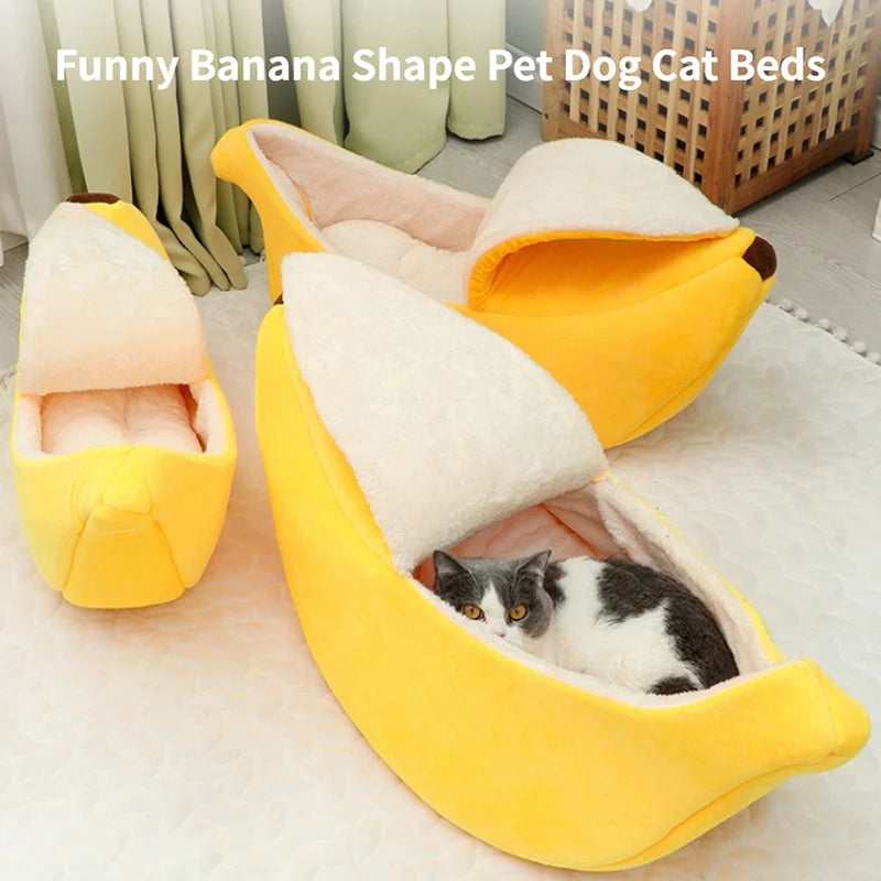 Pet Bed Banana Cat Bed House Funny Cute Cozy Cat Mat Beds Warm Durable Portable Pet Basket Kennel Dog Cushion Cat Supplies Multicolor