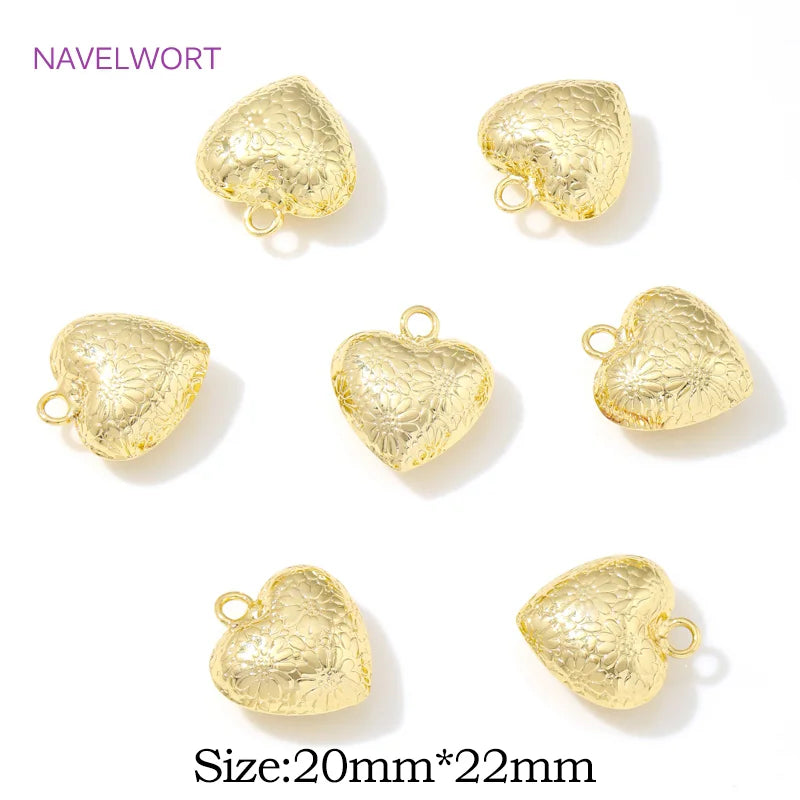 Pendants For Jewelry 18K Gold Plated Brass Heart Charms Pendants For Fashion Necklace Making Supplies DIY Jewelry Accessories