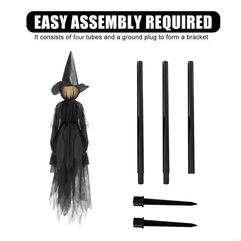 367A Halloween Decorations Outdoor Large Light Up Holding Hands Screaming Witches Scary Decor for Home Outside Yard Lawn