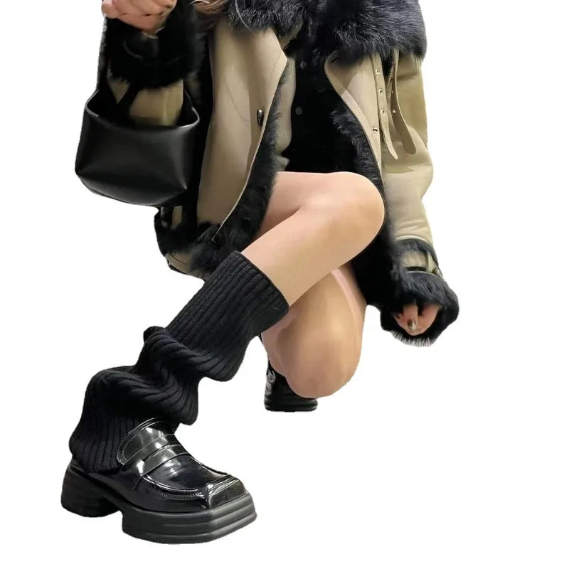 Leg Warmers Ankle Womens Winter Warm Stretch Knitted Slouch Thermal Ladies Thick Wool Cuffs Boot Socks Female Gaiter Y2k Lolita