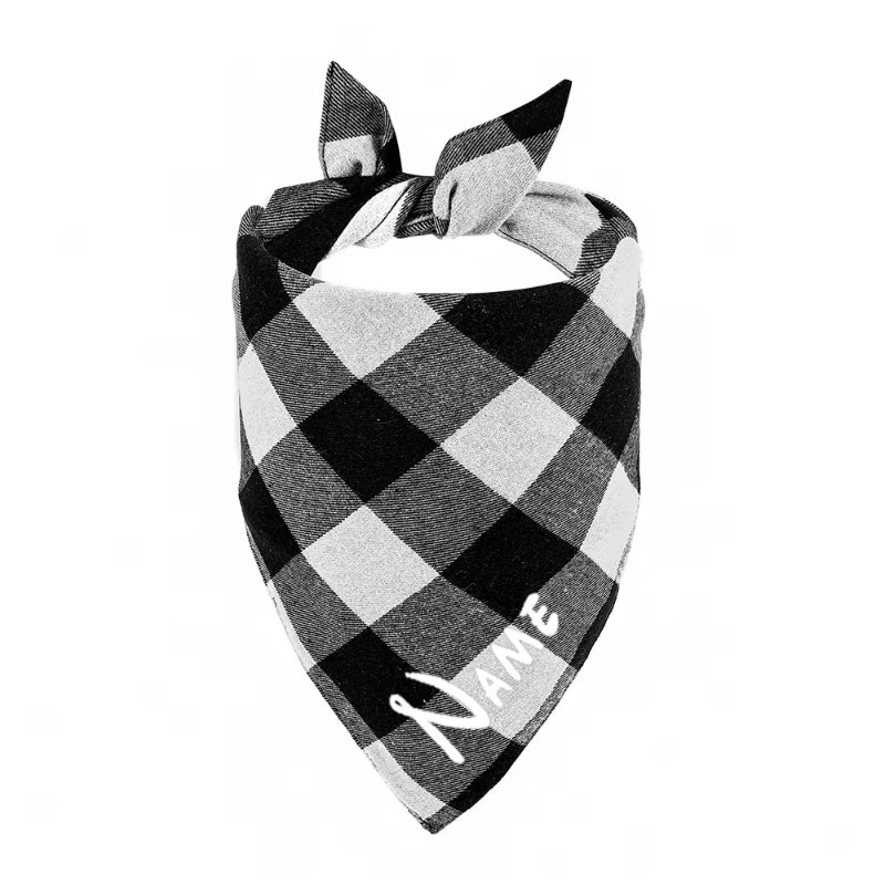 Custom Personalized Name ID Pet Bandanas for Dog Cat Plaid Triangular Bib Scarf Collar Pet Items Puppy Accessories