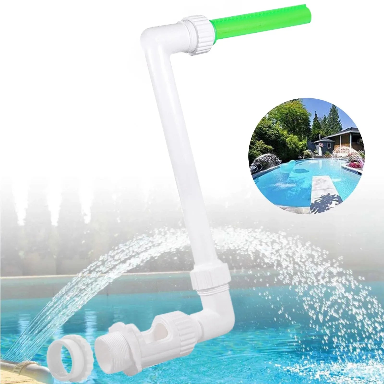 Pool Fountain Dual Spray Water Fountains for Above Ground/Inground Pools 2-in-1 Adjustable Waterfall Pool Sprinkler Fountain