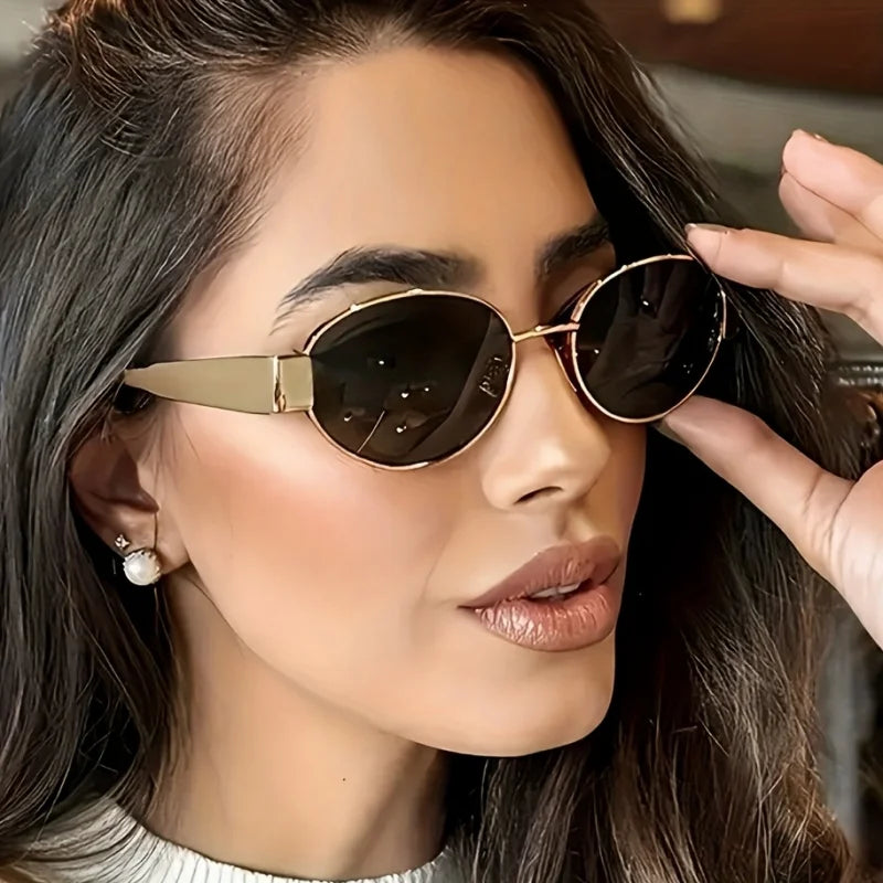 Fashion Golden Frame Glasses - Adjustable Fit, Unique Style with Thin Metallic Frame, Ideal for & Activities Accessories