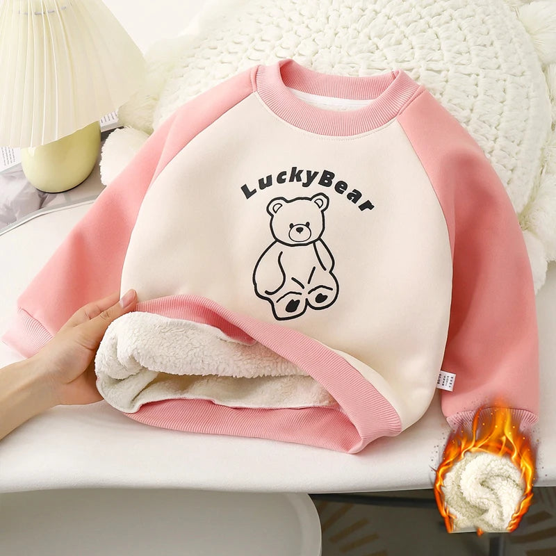 Childrens Hoodie with Fleece for Autumn and Winter, BoysThick Warm Jacket for Girls, Baby Clothes Kids Clothing