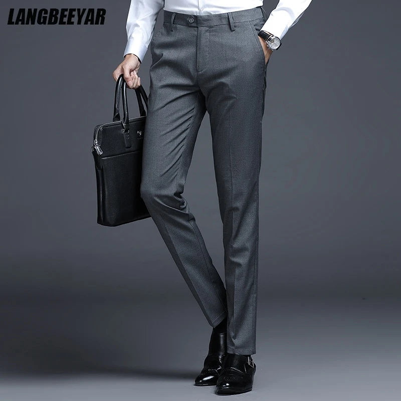Top Grade New Brand Fashion Straight Suit Pant Office Trousers For Men Dress Pants Relax Fit Business Trousers Men's Clothing