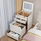 Bedroom Makeup Vanities Illuminated Dressing Table Jewelry Toiletries Storage Locker Bedside Cabinet Vanity Table with Mirror