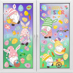 Easter Stickers for Window, Glass Door Stickers Easter Decorations, Bunny Stickers with Eggs Decals for Home Office Classroom