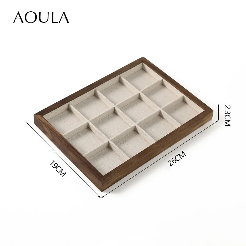 Stackable Ring Earring Jewelry Storage Multi Use Tray Bracelet Necklace Display Stand Holder Wooden Counter Top Drawer Organizer