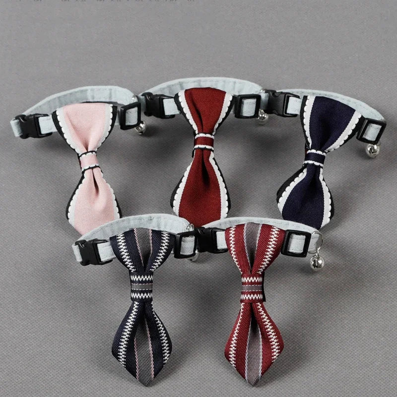 Pet Collar Pet Tie Adjustable Cat Dog Collars Pet Collar Small Medium Large Dogs With Bells Bow Tie Collar Dog Accessories Soft Oxford Puppy Collar