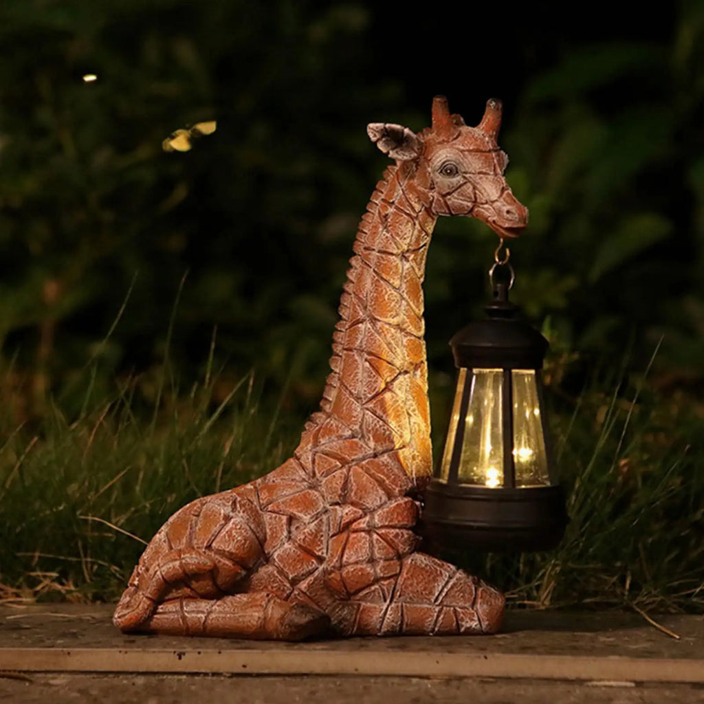 Garden Giraffe Statue Animal Sculpture with Solar Light Nice Gift Collectibles