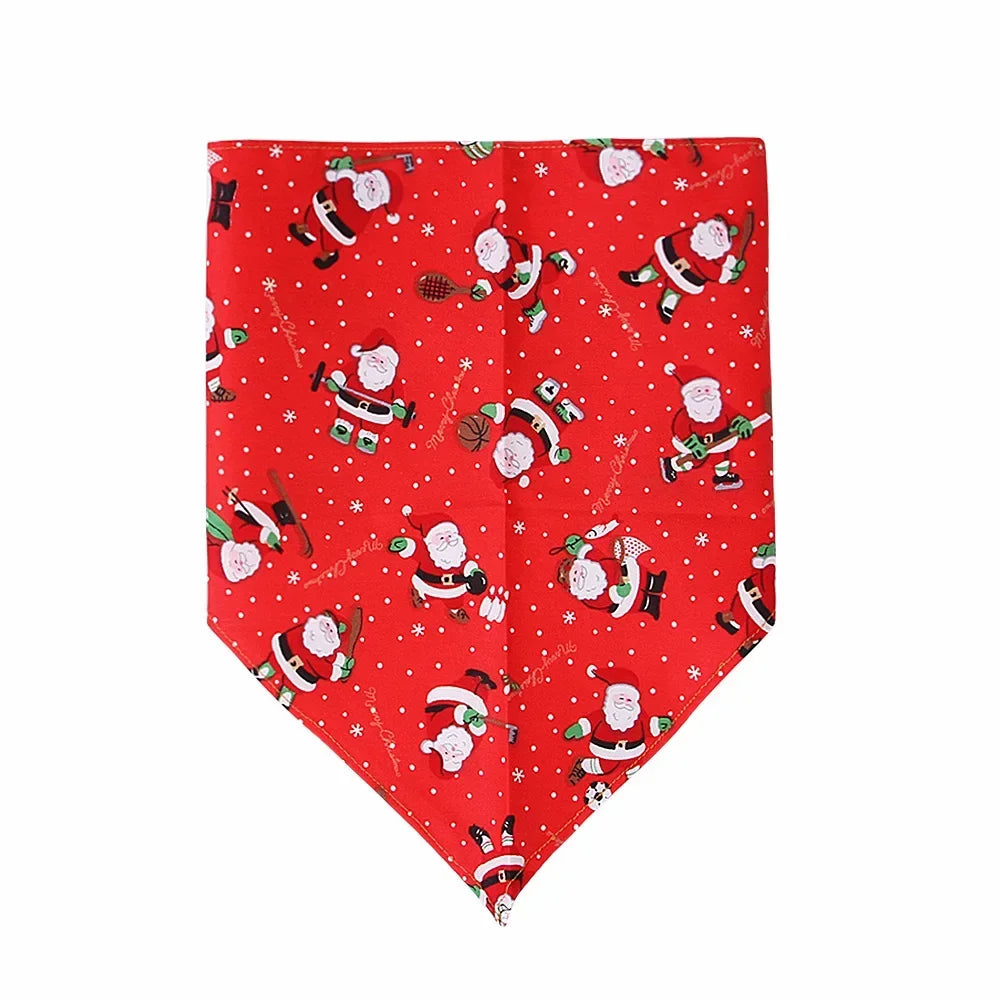 Festive Pet Bandanas  Print Dog Cat Bibs Holiday Themed Triangle Scarf Pet Drool Towel Xmas Animal Accessories