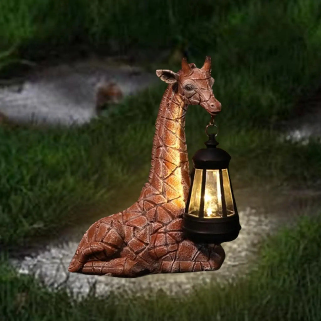 Garden Giraffe Statue Animal Sculpture with Solar Light Nice Gift Collectibles