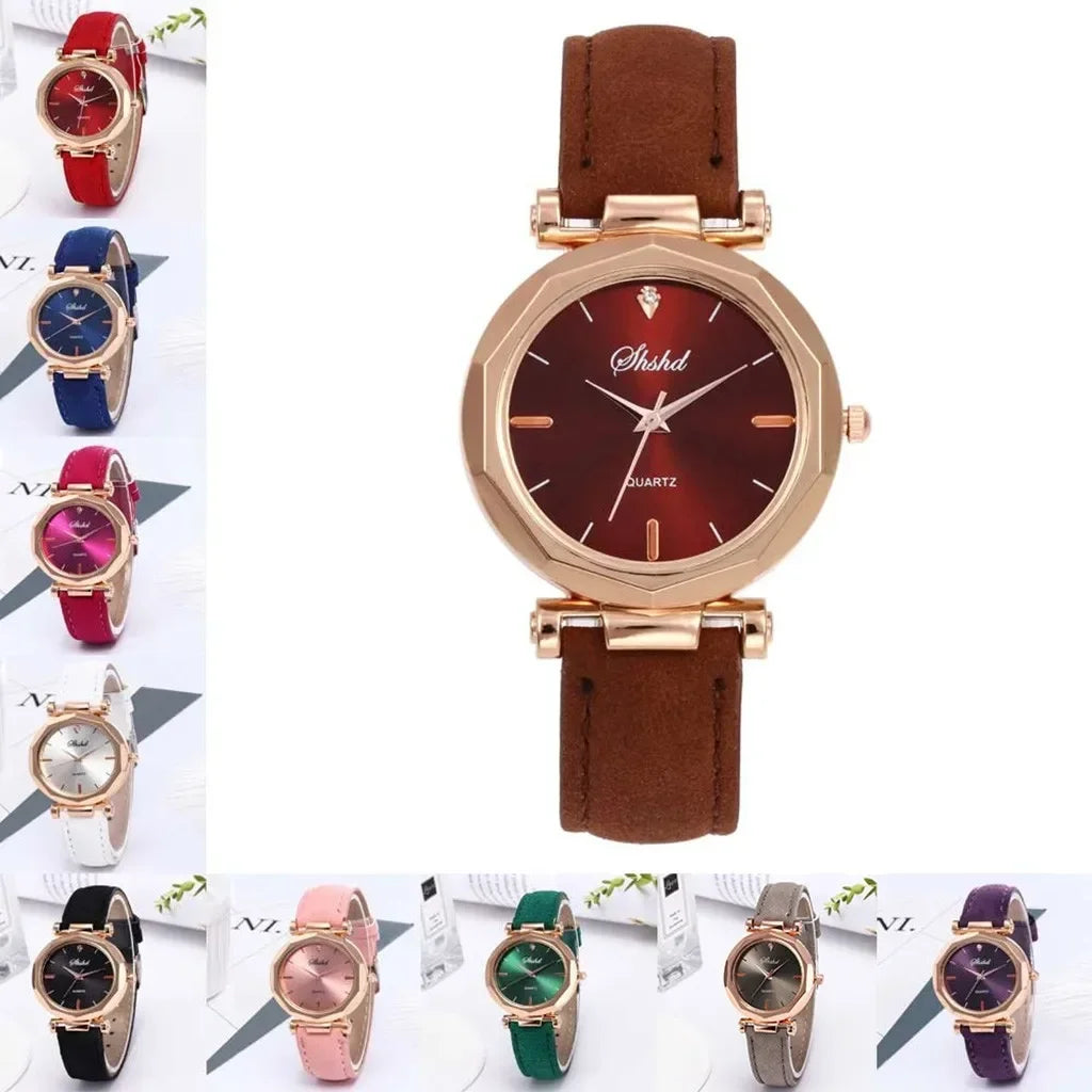 Casual Fashion Ladies Business Watch Women's Watches Women Leather Casual Watch Luxury Analog Quartz Crystal Wristwatch Relogio