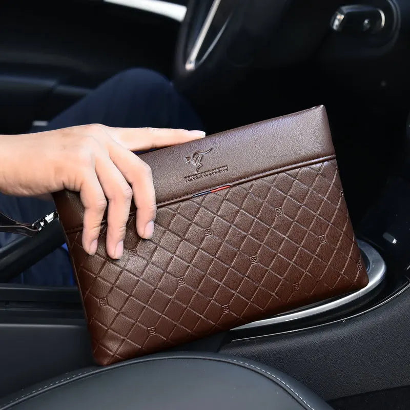 Men's  Clutches Handbag Plaid New Soft Leather Moneybags Casual Envelope Bag Fashion High Capacity Trend Style Business Gift