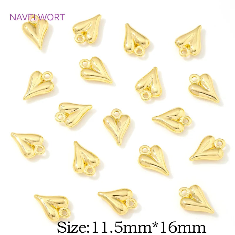 Pendants For Jewelry 18K Gold Plated Brass Heart Charms Pendants For Fashion Necklace Making Supplies DIY Jewelry Accessories