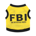 name-branded clothes Pet Supplies Dog Clothes Cotton Black Printed fbi Pet Vest Teddy Clothes Spring Summer New