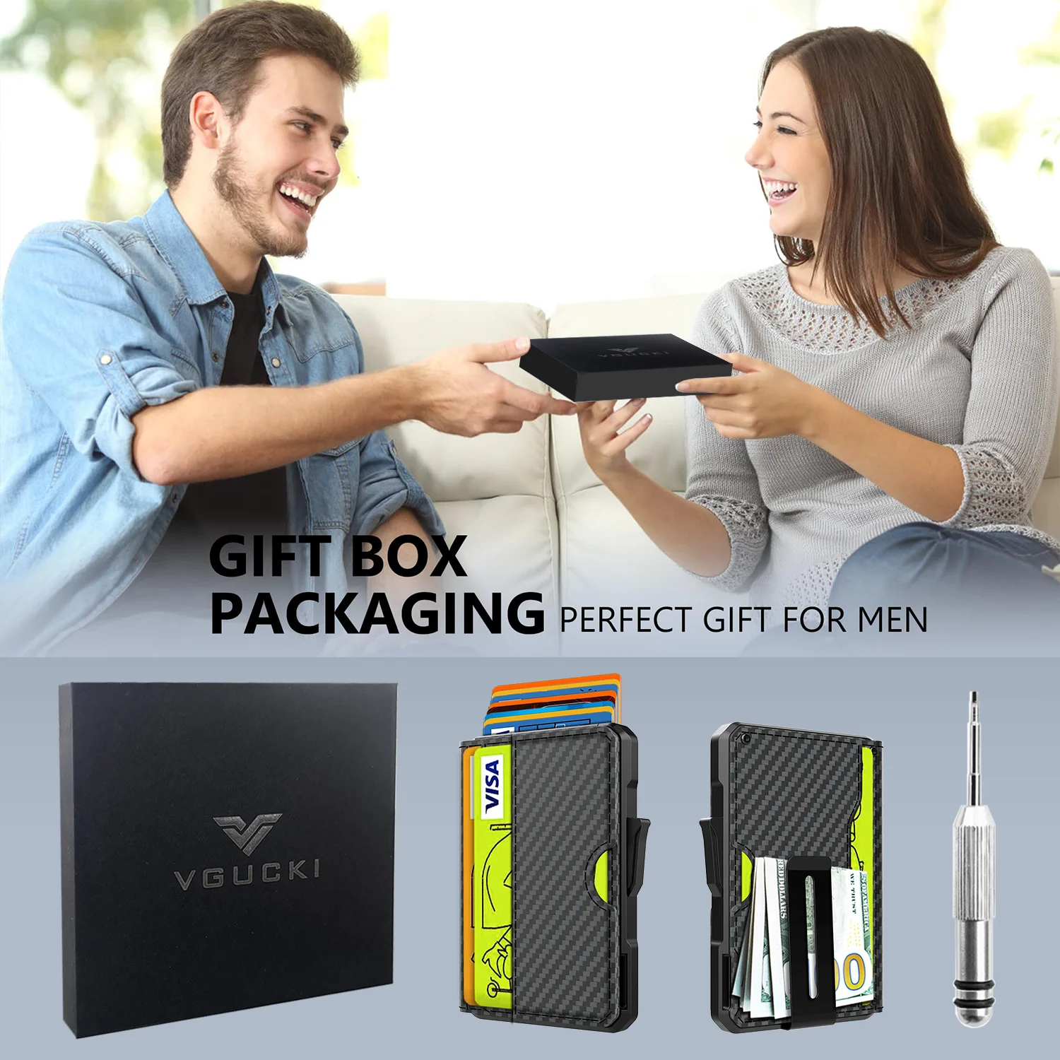 Wallet for Men - with Money Clip Slim Leather Slots Credit Card Holder RFID Blocking Bifold Minimalist Wallet