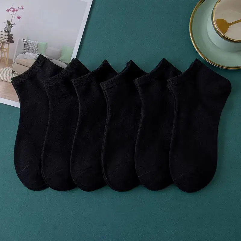 10 pairs/Men's Socks Spring/Summer Thin, Breathable, Soft Polyester Cotton Socks Black Casual Business Ankle Socks Boat Socks Si