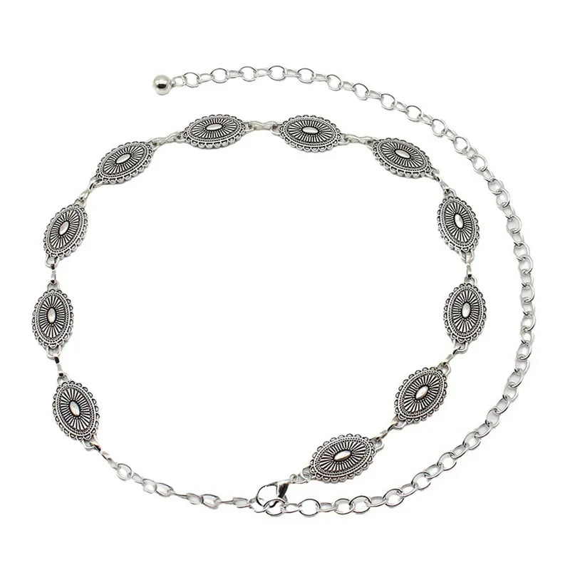 Retro Versatile Ethnic Style Metal Bohemian Waist Chain Belt For Women Fashion Sweater Chain Waist Seal Body Decor Accessories