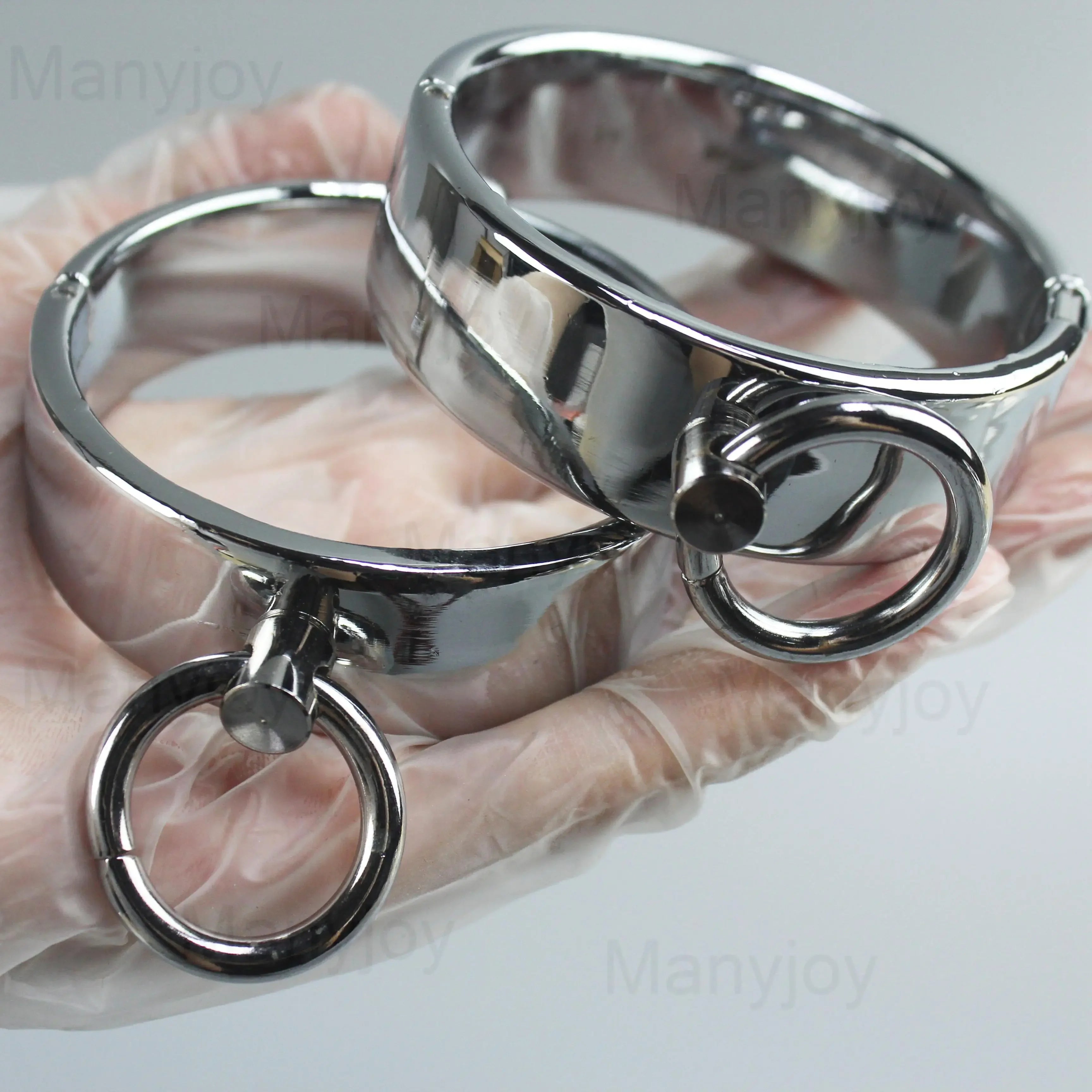 Stainless Steel Slave Handcuffs Restraint Rings Wrist Lock Ankle Cuffs Restraints Legcuffs Erotic Slave Sex Furniture Adult Toys