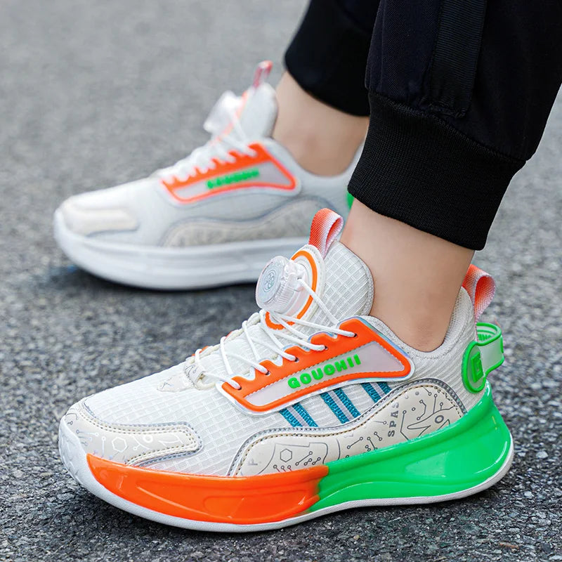 Children Shoes Autumn 2025 New style Breathable rotating button soft sole anti-slip and shock-absorbing sports shoes for boys
