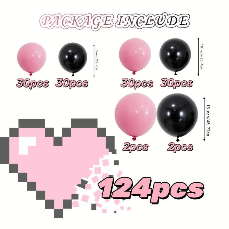124pcs Valentine's Day Themed Balloon Set for Indoor and Outdoor Decoration of Valentine's Day,Anniversaries,and Birthday Party