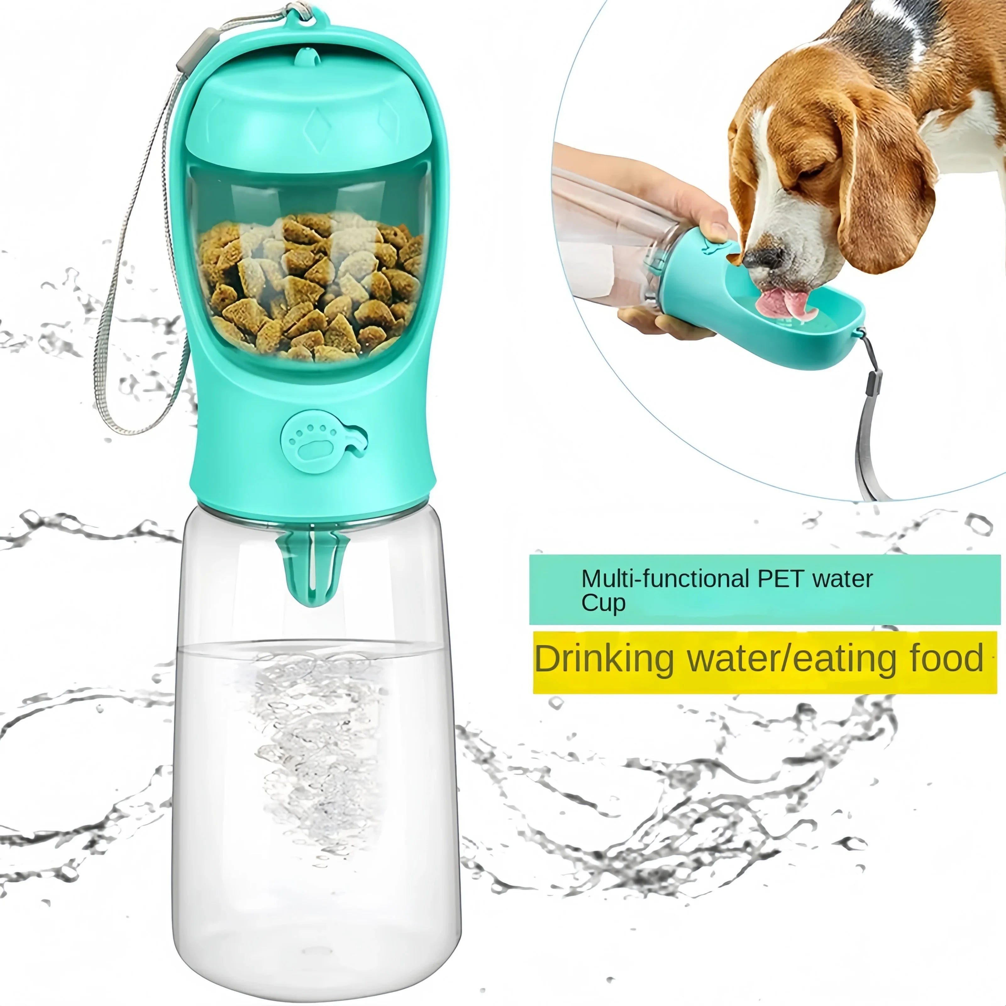 Pet Dog Water Bottle Portable Food Grade Material Dog Cat Travel Pet Water Cup Bottle with Food Dispenser Puppy Water Bottle