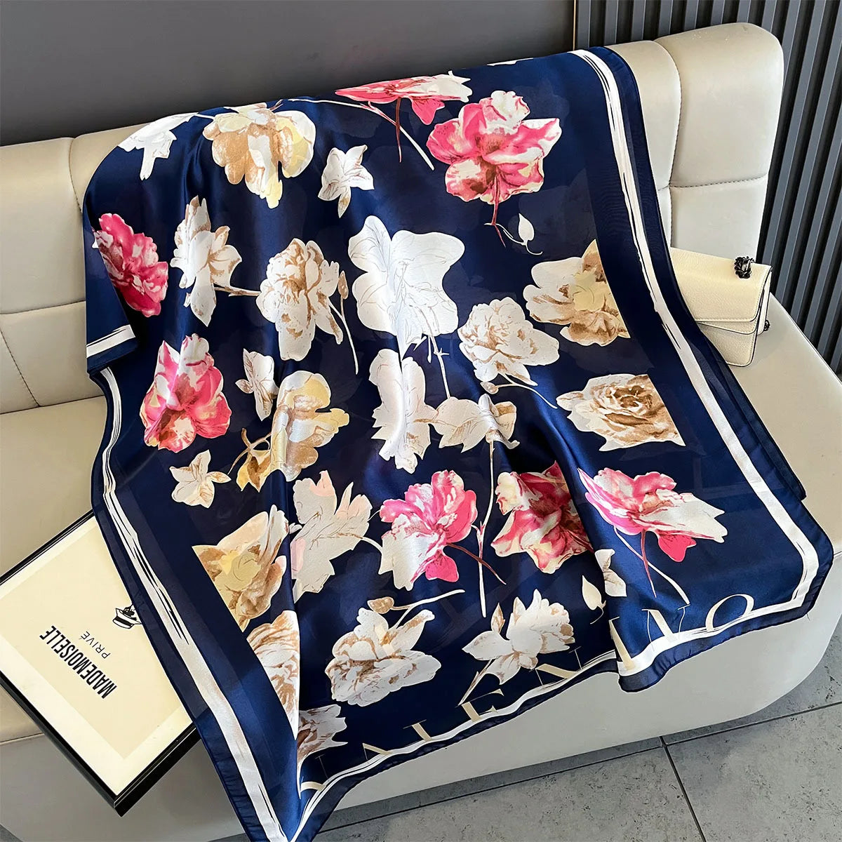 New Women Scarves Spring Summer Autumn Luxury Print Thin Light Satin Scarf Fashion Wrap Shawls 55 Colors Elegant Bandana Poncho