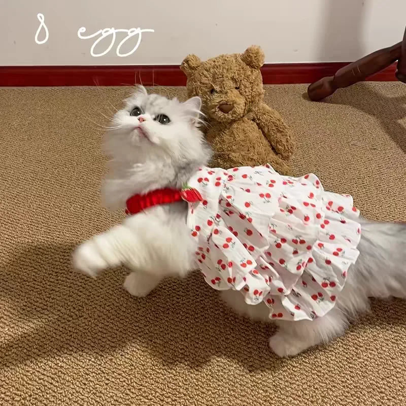 Pet Dress Pet Dresses for Dogs & Cats - Layered Cake Style Printed Clothes, Small Medium Breed Apparel, Adorable Summer Outfit